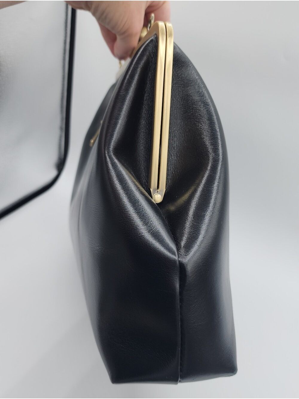 Black Leather Frame Bag #2950 - Picture 8 of 17